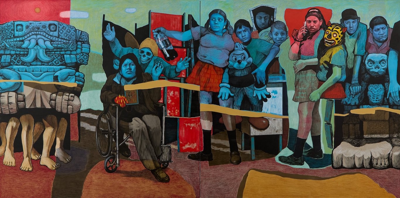 Hugo_Crosthwaite_LaLinea_2024_acrylicandcolorpenciloncanvas_79x158_HI-RES_CROP_copy.jpg